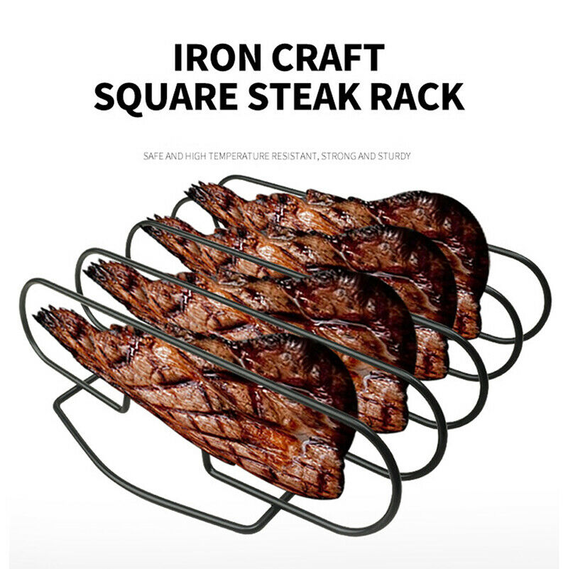 Non-stick Rib Shelf BBQ Stand Barbecue Roast Rack Stainless Steel Grilling RBDA