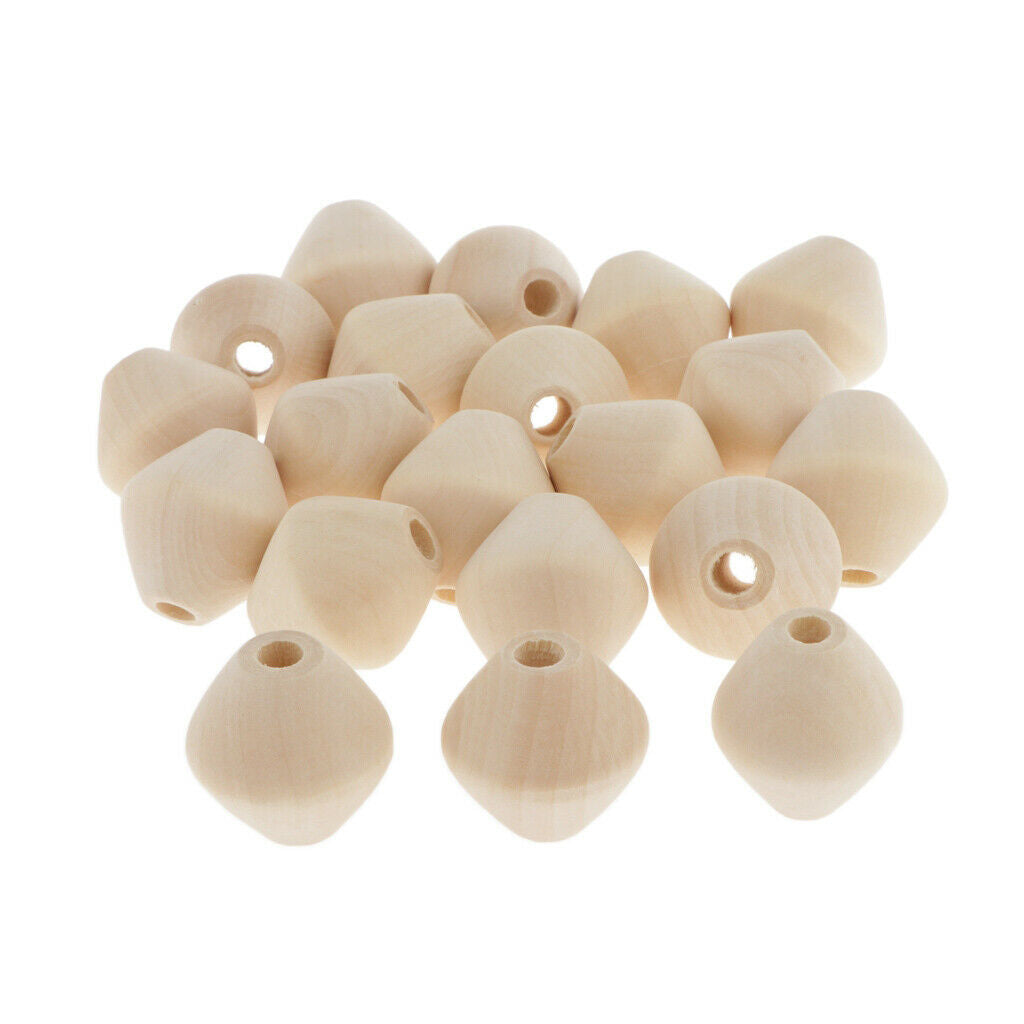 20x Wood Bead Unpainted Loose Spacer Beads Charms Jewelry Making Accessory