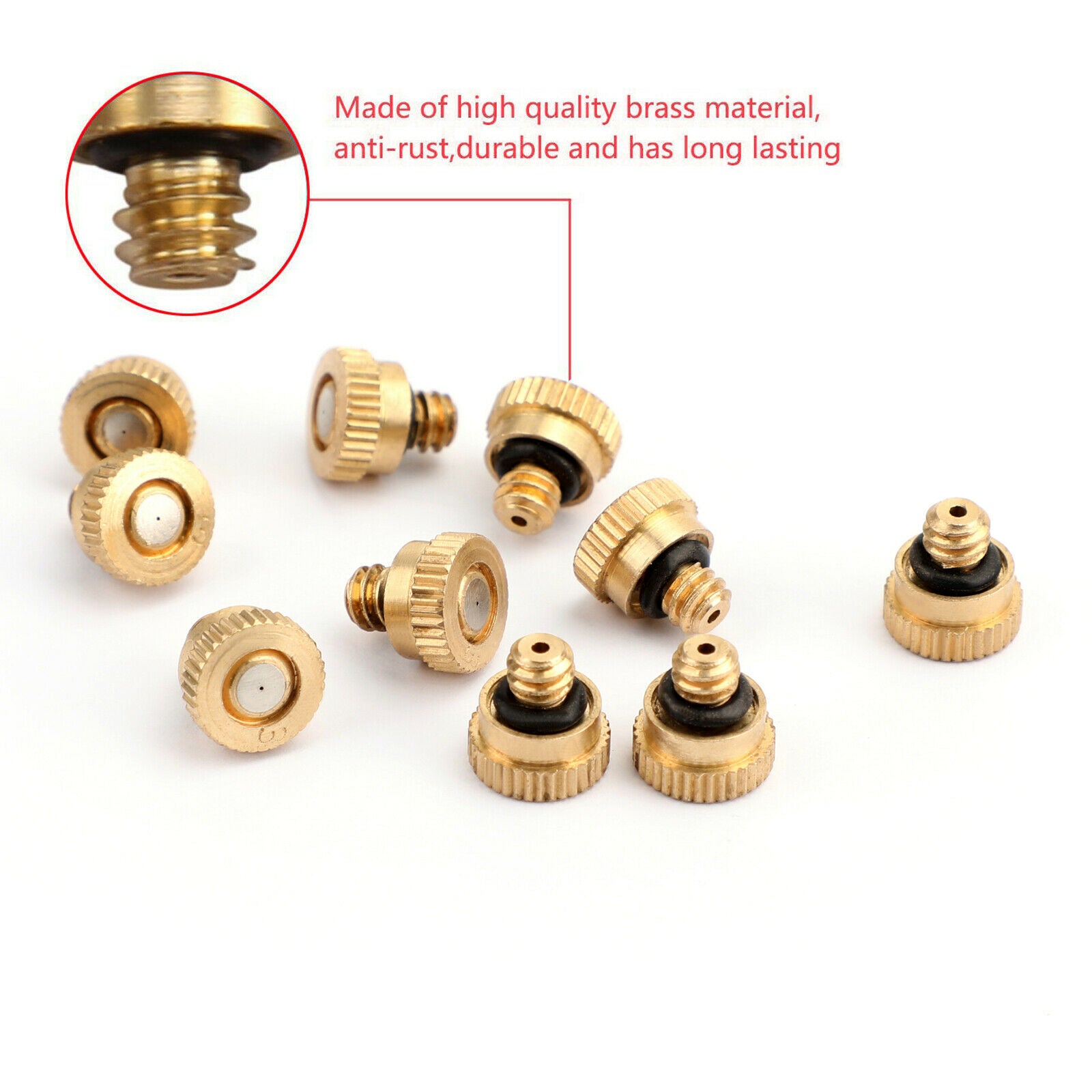 50pc Brass Misting Nozzles Water Mister Sprinkle For Cooling System 0.016" 10/24
