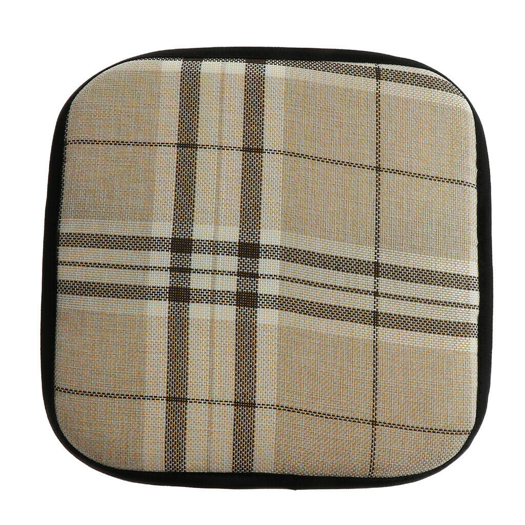 2 Pack Non Slip Square Premium Comfort Cotton Chair Pads Cushions - Grid Pattern