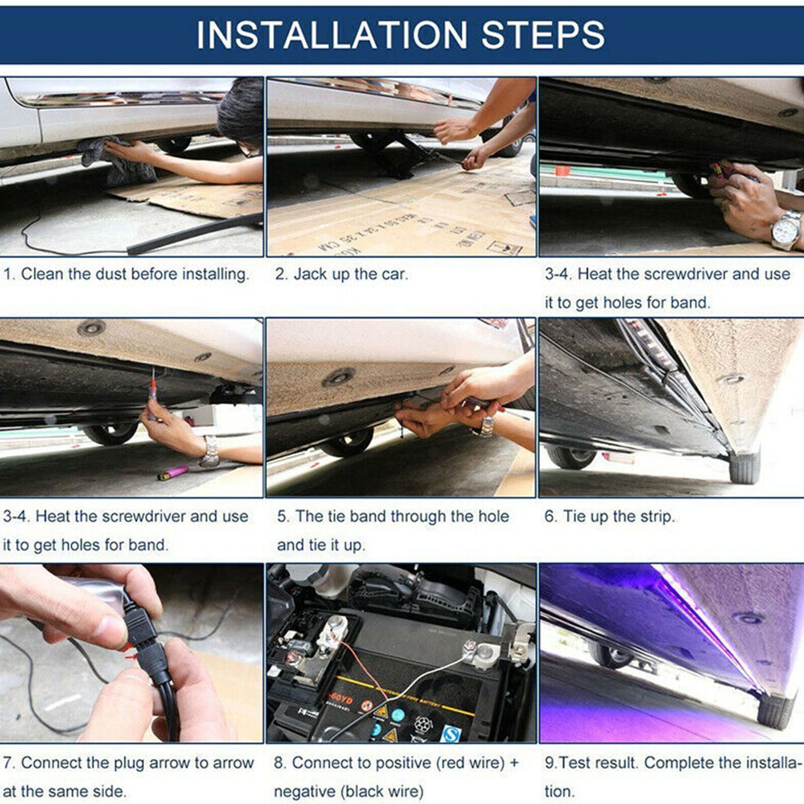 RGB Control LED Strip Under Car Tube Underglow Underbody System Neon Lights New