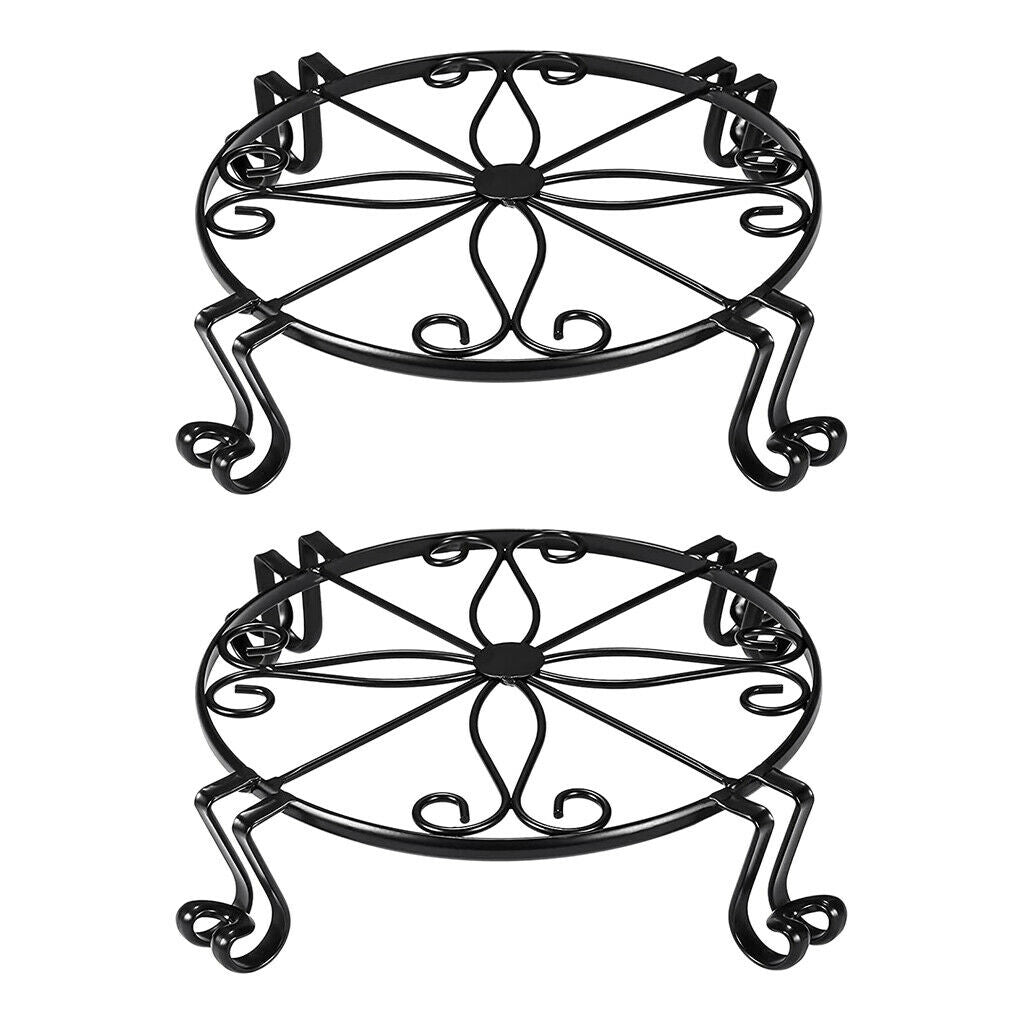 2pcs Metal Plant Stand Outdoor Heavy Duty Flower Pot   Rack Black