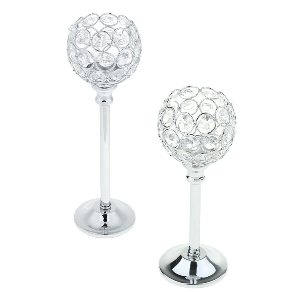 2pcs Mosaic Crystal Wedding Present Candlestick Candle Tea Light Holder Stand