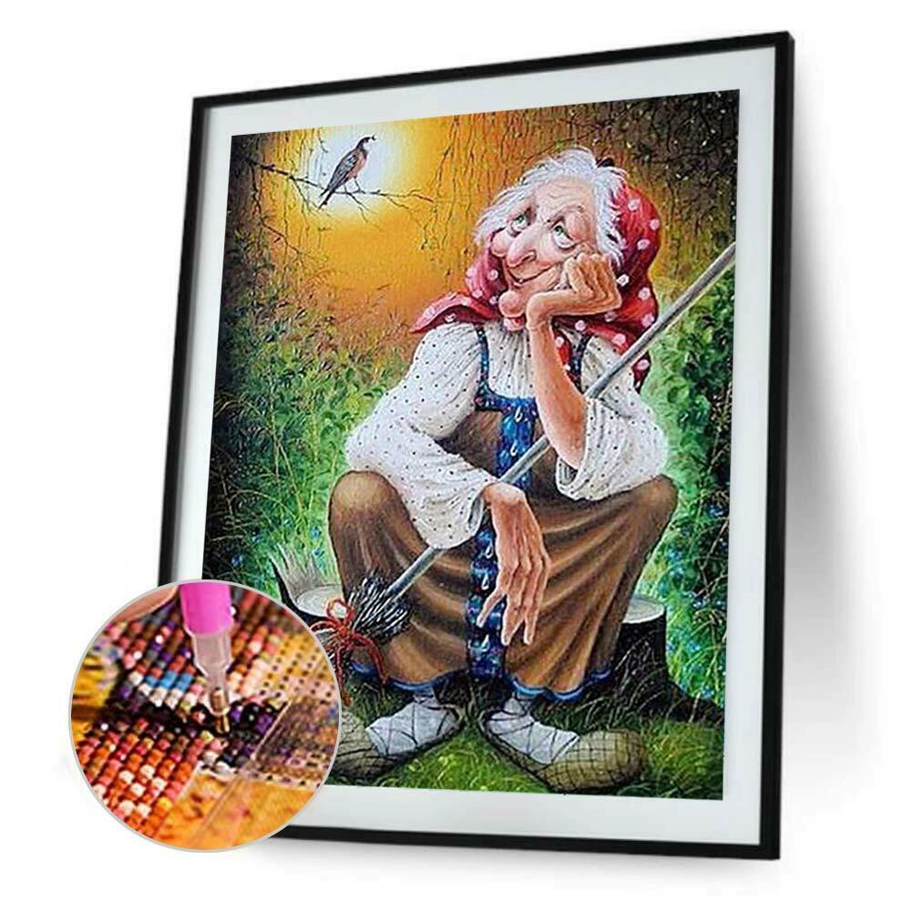 5D DIY Full Drill Diamond Painting Old Lady Embroidery Mosaic Craft Kits @
