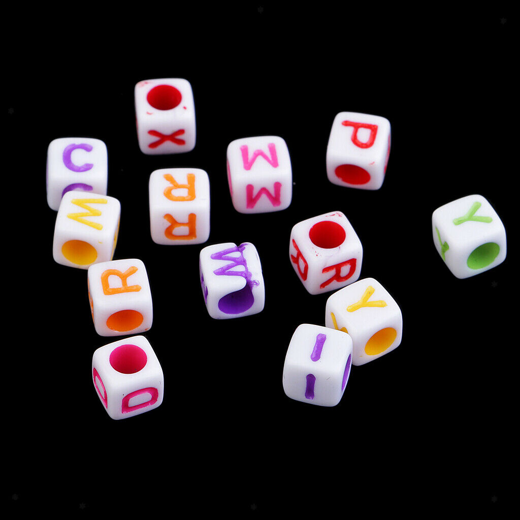 100pcs Cubed Uppercase Alphabet Beads DIY Word Message Children
