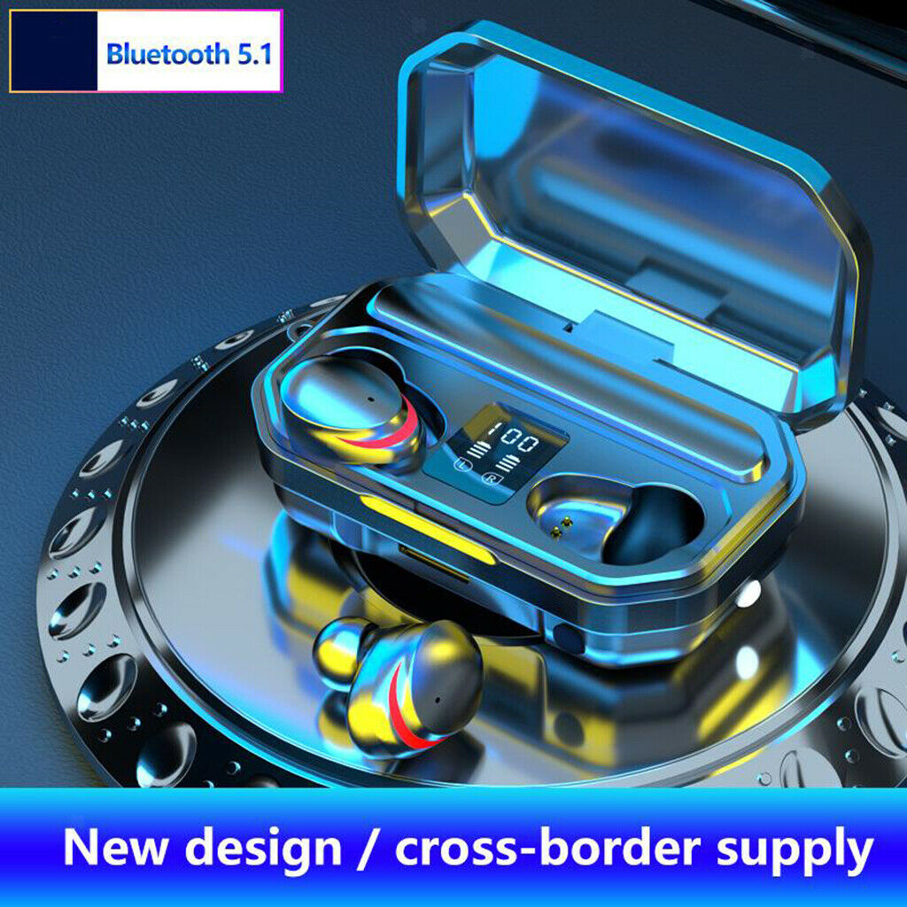 Bluetooth 5.0 Sports Earbuds TWS Wireless Headset Noise Cancelling w/ Flashlight