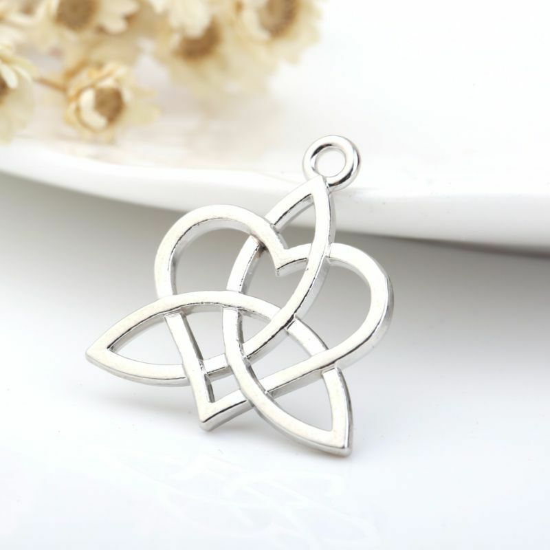 20pcs DIY Celtic Knot Triquetra Heart Charm Jewelry Making Necklace Bracelet