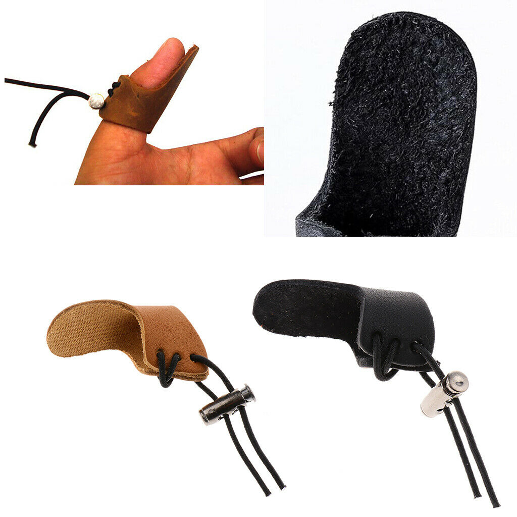 Leather Archery Finger Tab For Recurve Bows Hunting Finger Protector Black