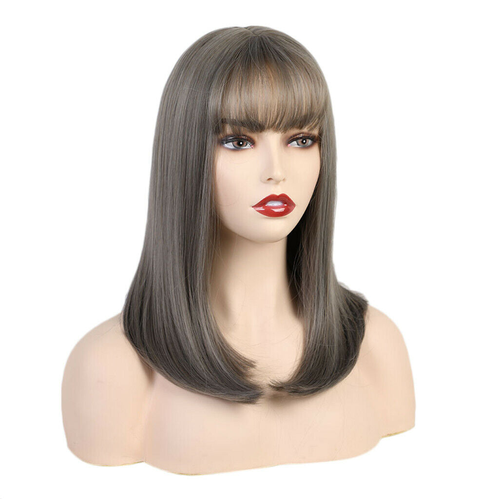 Fashion Women's Straight Bob Wigs Synthetic Natural Party Costume Wig Gray