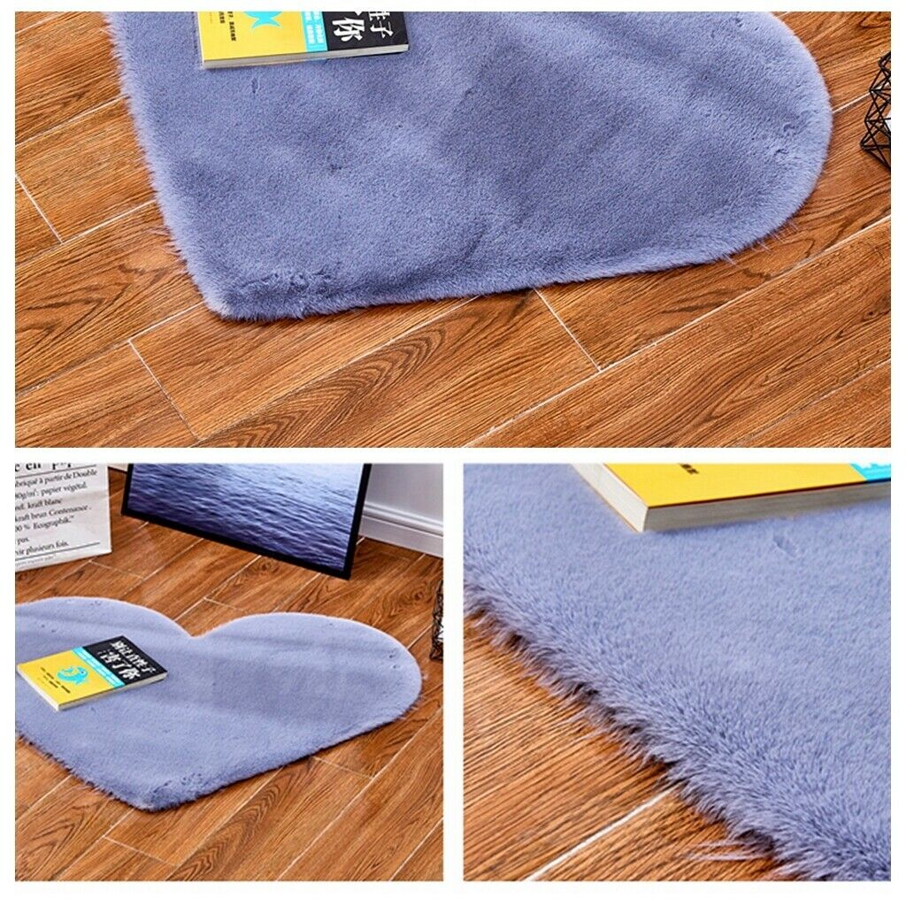 Heart Shaped Area Rug,Shaggy Plush Floor Mat for Bedroom,70x90cm Gray