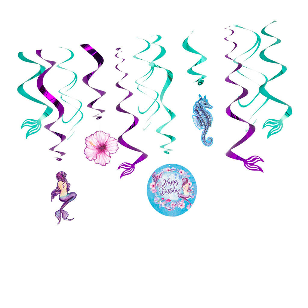 Mermaid Hanging Swirls Party Decorations For Kids Birthday Baby Shower