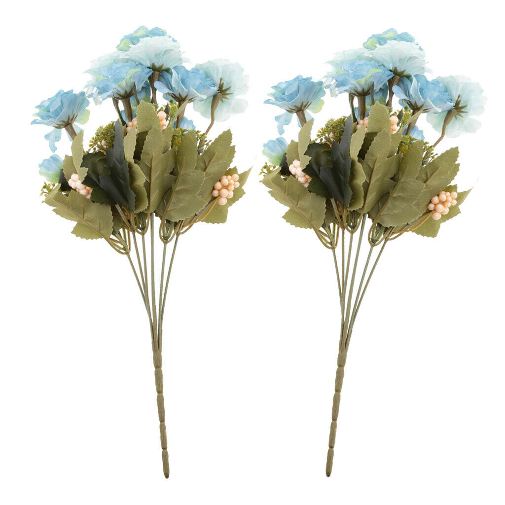 2 Pieces Artificial Silk Flower 5 Heads Bridal Bouquet Wedding Home Decor