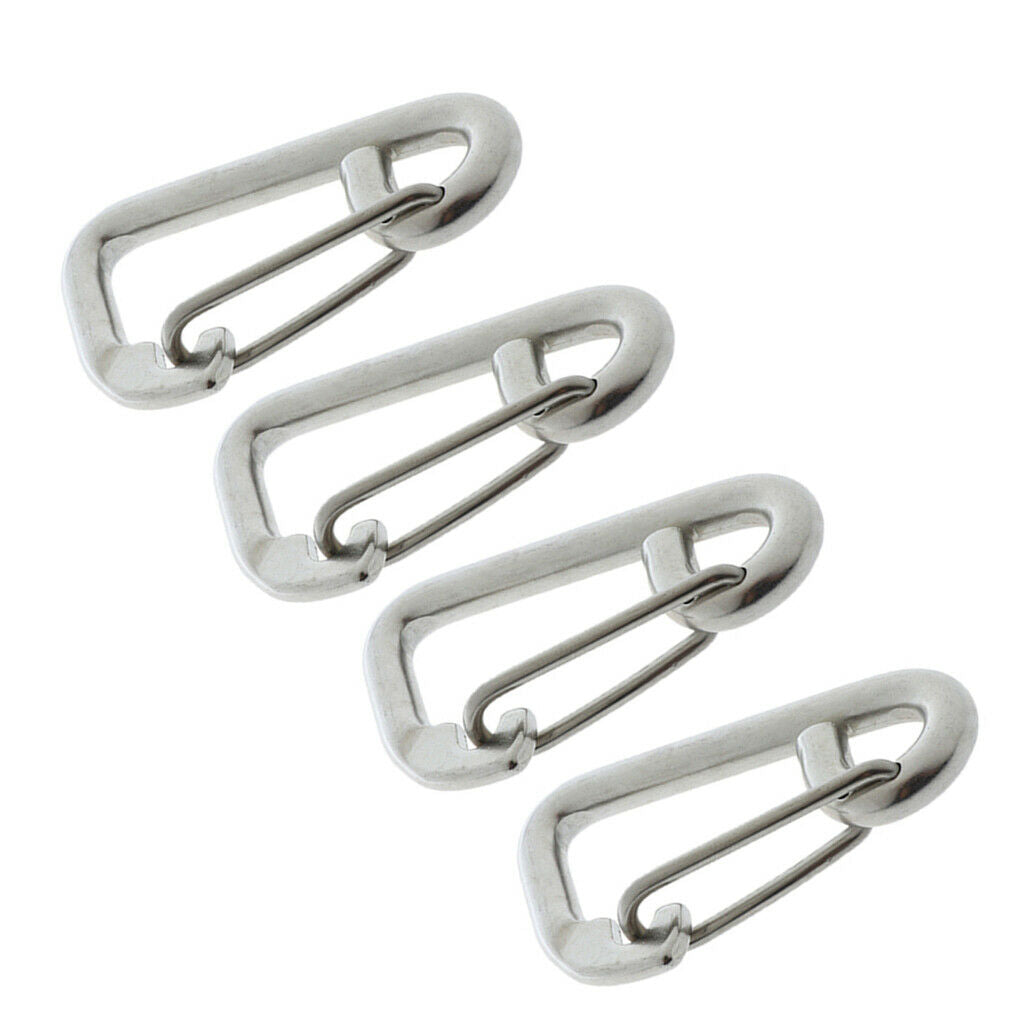 4x 6cm Marine Grade 304 Stainless Steel Spring Snap Hook Carabiner Climbing