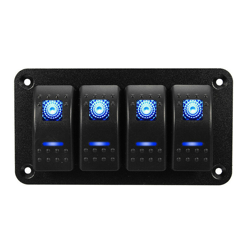 4 Gang Dual LED Switch Panel Light Bar Car Caravan Marine Boat Rv Rocker 12V  Tt