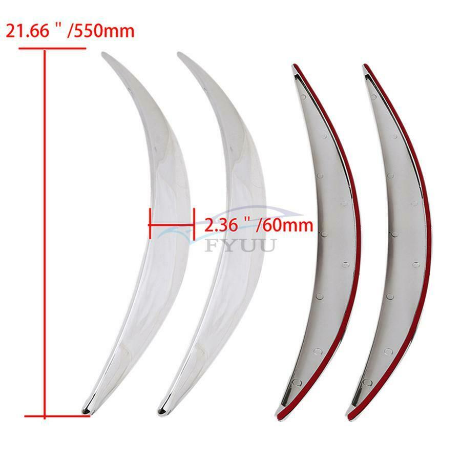 Universal Car Wheel Eyebrow Arch Trim Lip Fender Chrome ABS Protective Film x4