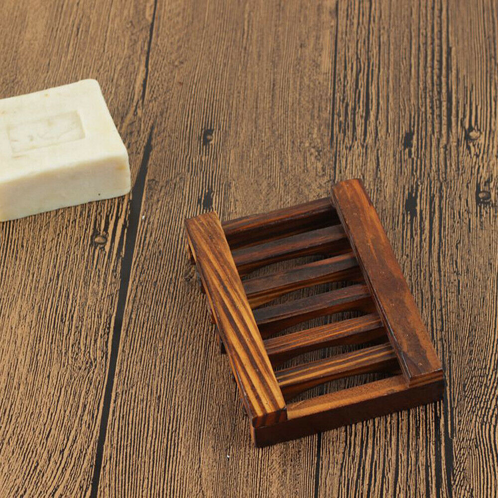 Natural Wooden Soap Holder Drain Rack Storage Dish Plate Case Non-slip Durable
