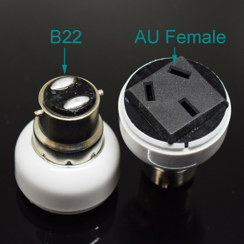 10pcs B22 Male to Int'l Standard 3 Prong Holes Female Socket Bulb Lamp Adapter