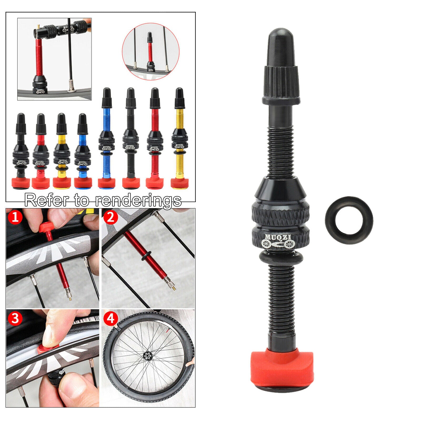 Tubeless Presta Valve Bicycle MTB Vacuum Tire Nozzle Brass Core 60mm,Black