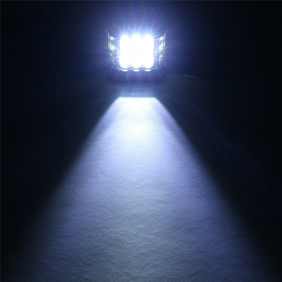 9000LM 12LED Work Light Bar Side Shooter Combo Beam White+Red Driving Offroad
