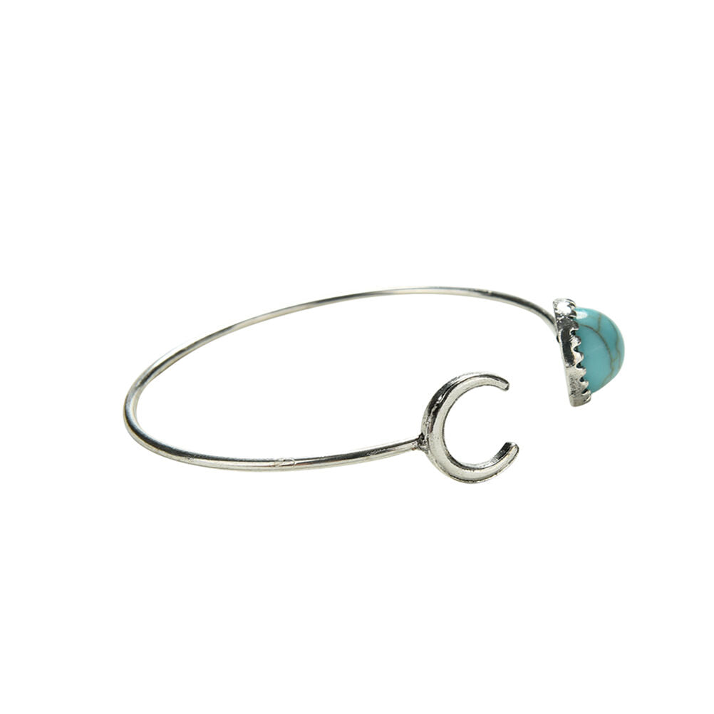 Fashion Moon Open Charm Bracelet Natural Turquoise Stone Bracelets Bangl.l8