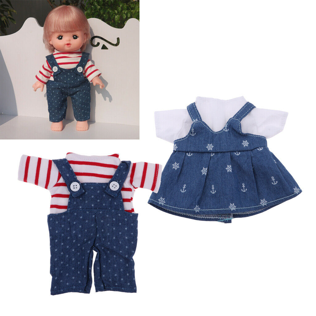2 Set Cute Denim Suspender Skirt, Pants Suit Casual Clothes for 25cm Mellchan