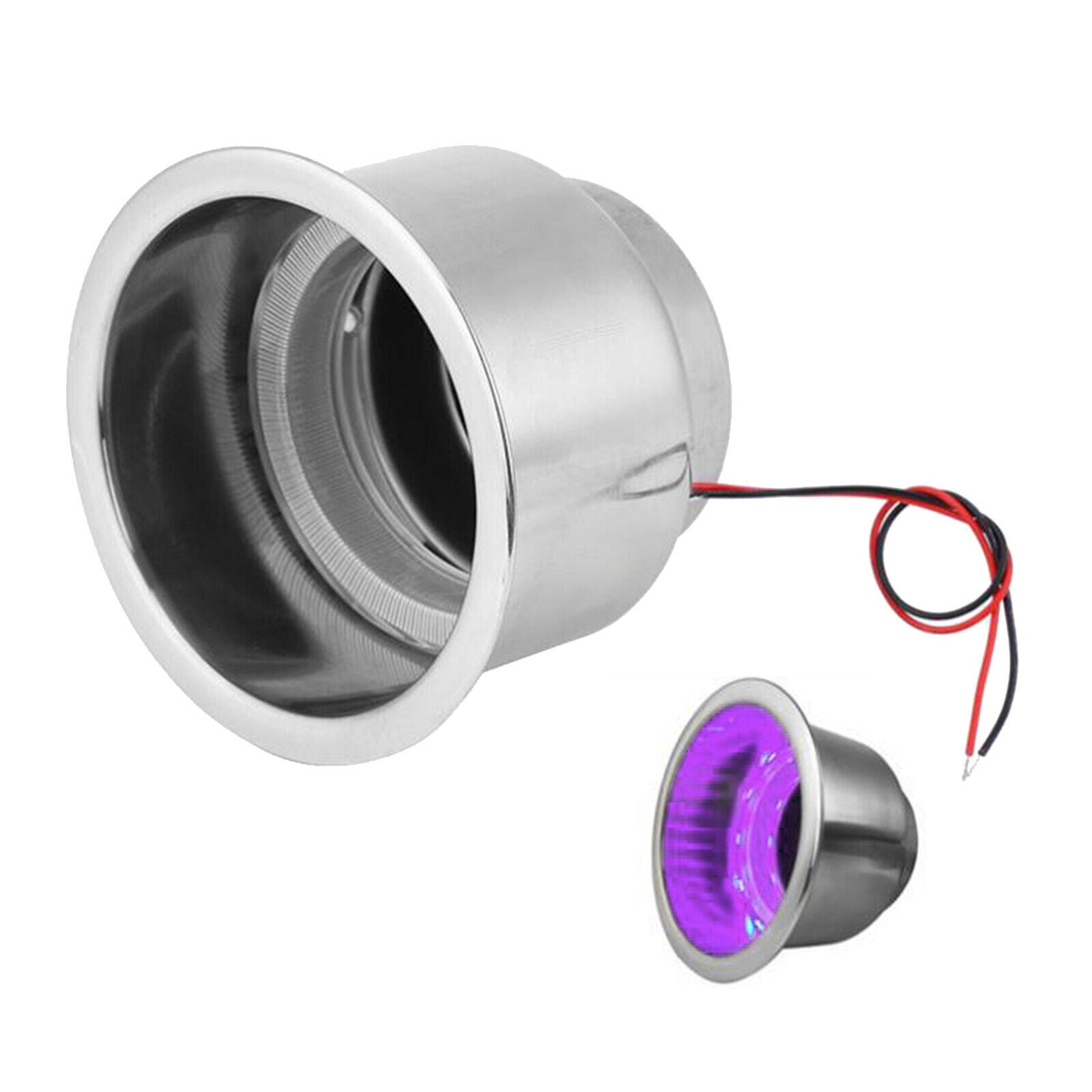 Stainless Steel Cups Drink Holder LED Lights Boat RV Inserts Universal
