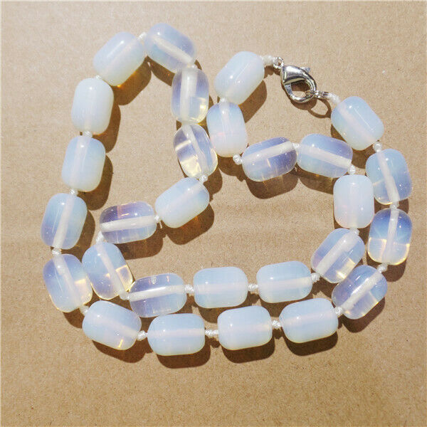 1 Strand 14x10mm Unisex White Opal Barrel Beads Handmade Necklace 42cm HH9214