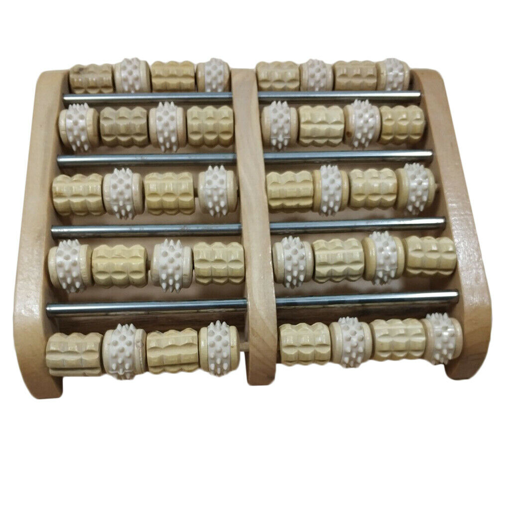 2 Pieces Wood Dual Foot Roller Massager Reflexology Relaxation Stress Relief