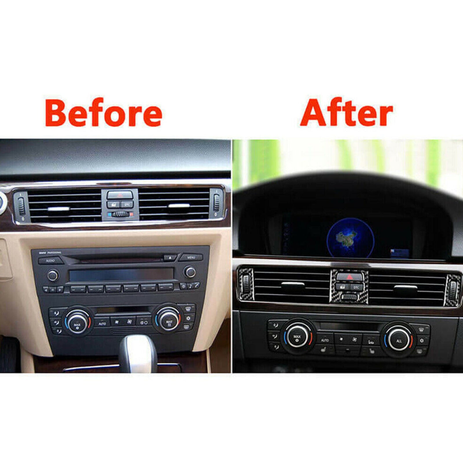 Carbon Fiber Air Vent Outlet Cover Trim For BMW 3 Series E90 E92 E93 2005-2012
