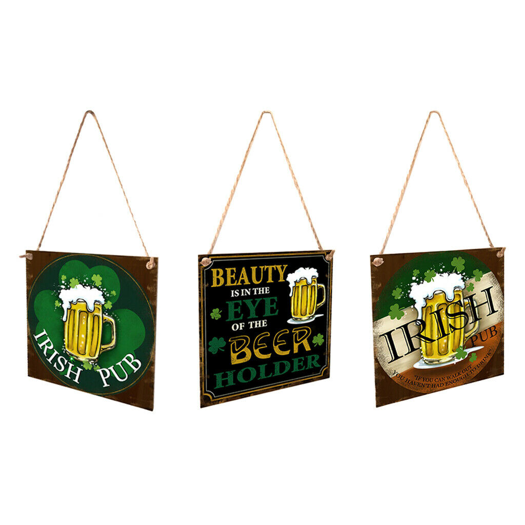 Style Chic Irish Pub Plaque Poster Novelty Hanging Wall Decor 15x15cm Green