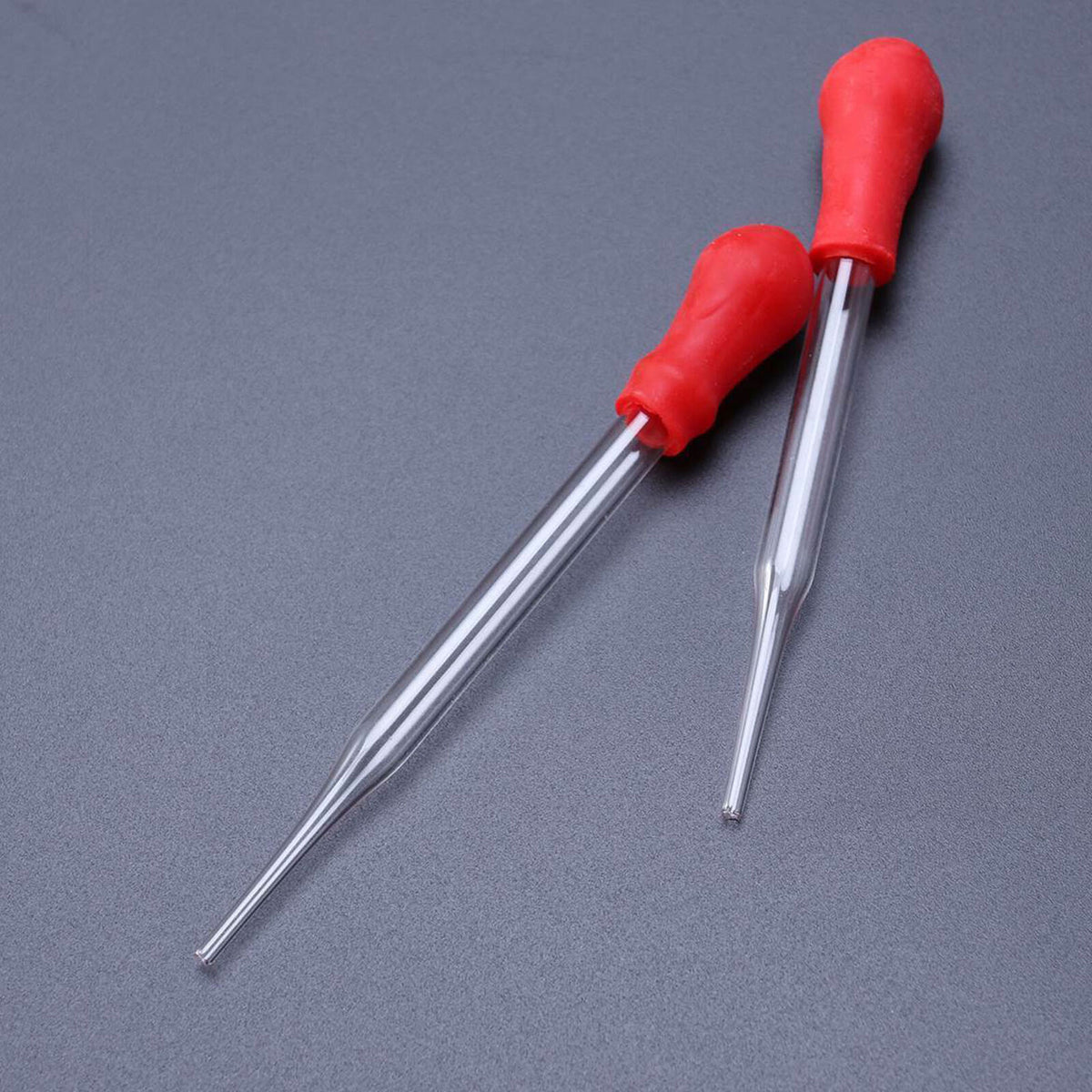 10Pcs 9cm Glass Pipette Laboratory Medicine Dropper Red Rubber Head Pipet