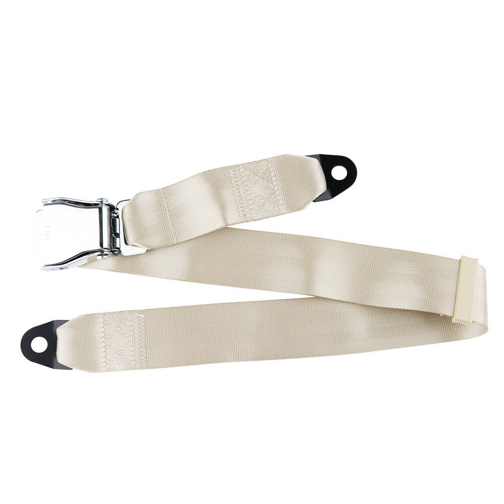 1Kit Beige 2-Point-Fixed Safety Belt Adjustable Retractable Car Seat Belt Beige