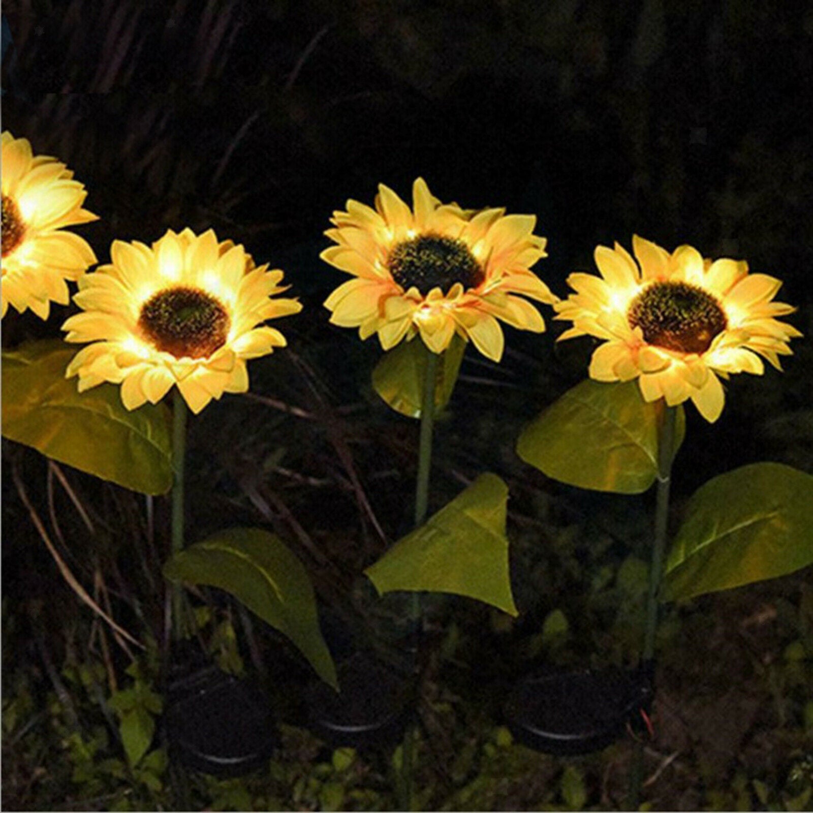 Solar LED Sunflower Light Landscape Standing Lamp Decor Backyard Courtyard