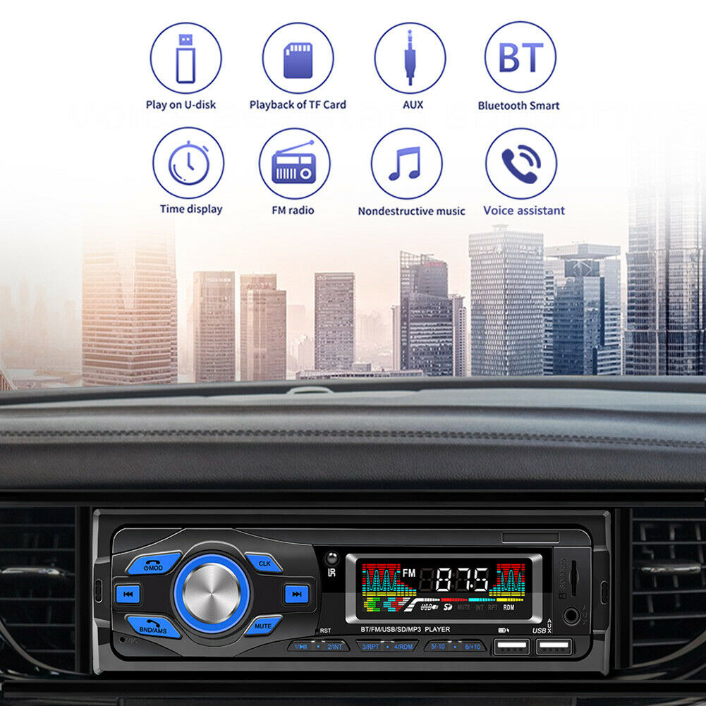 SWM-616 Car Stereo Bluetooth Built-in Mic USB AUX FM Radio+Steering Wheel Remote
