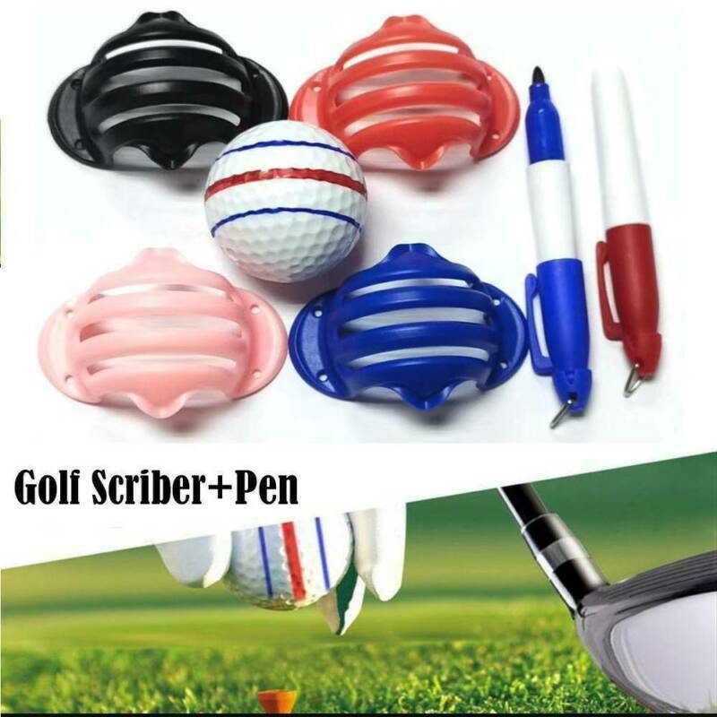 Pro Golf Ball Triple Track 3 Line Marker Stencil + 2 Pen Set Kit