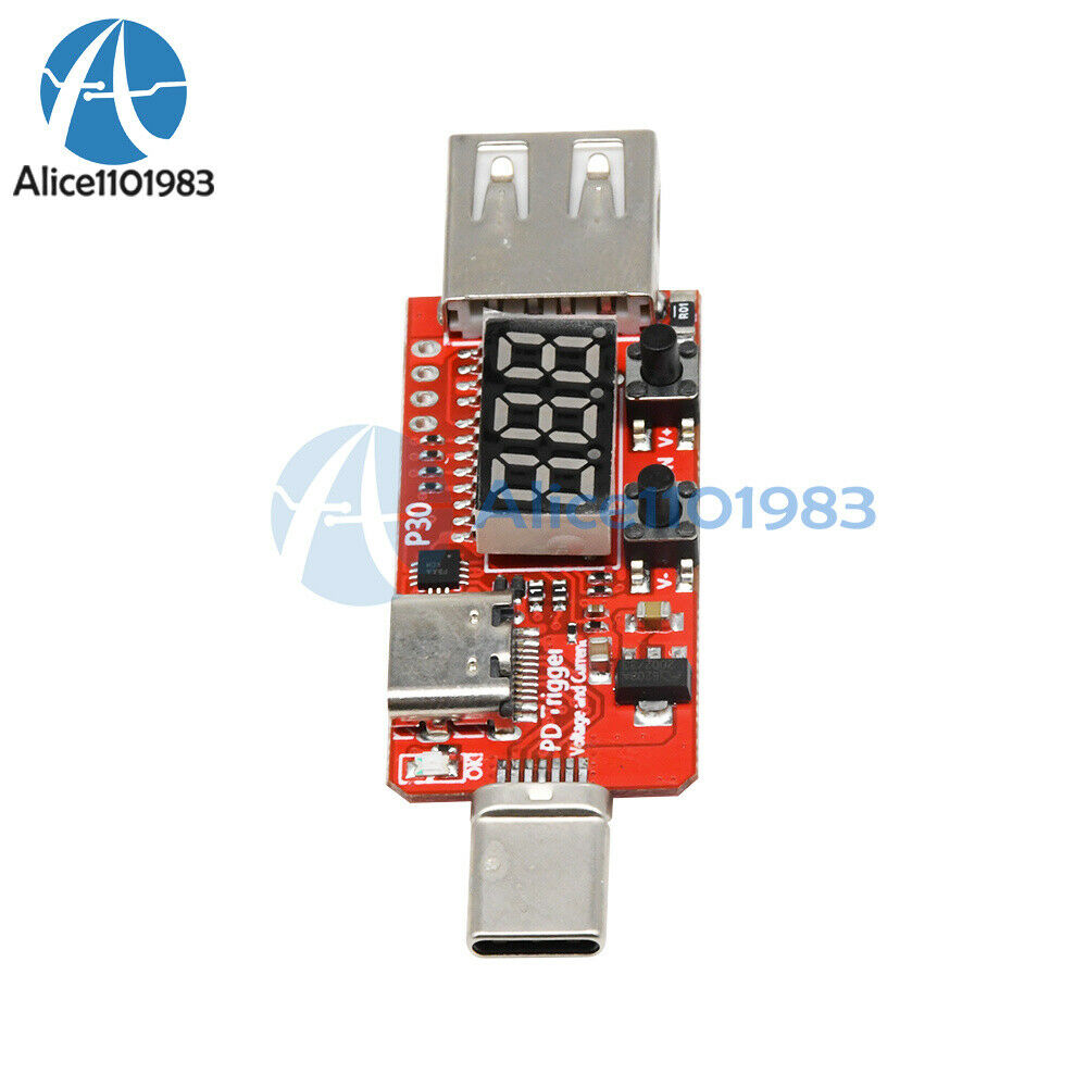 Type-C Fast Charge Digital Display Voltmeter Ammeter Trigger Detector USB PD3.0