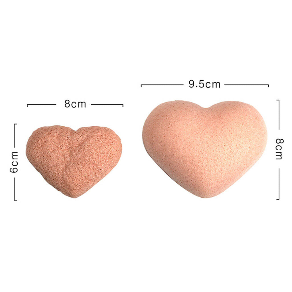 Pack of 2pcs, Natural Konjac Heart-shaped Sponges, Facial Puffs, Face Wash