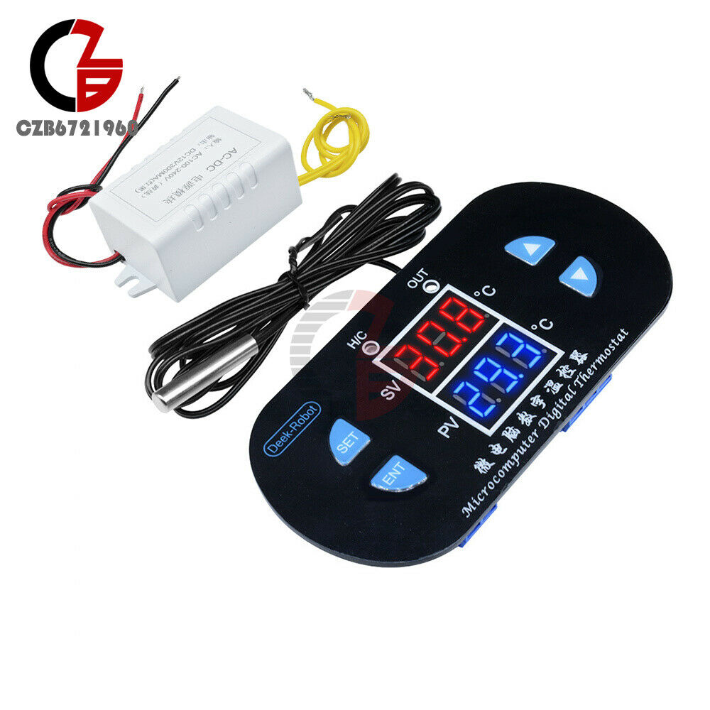 AC110V/220V 10A Red+Blue LED W1308 Thermostat Temperature Controller Sensor