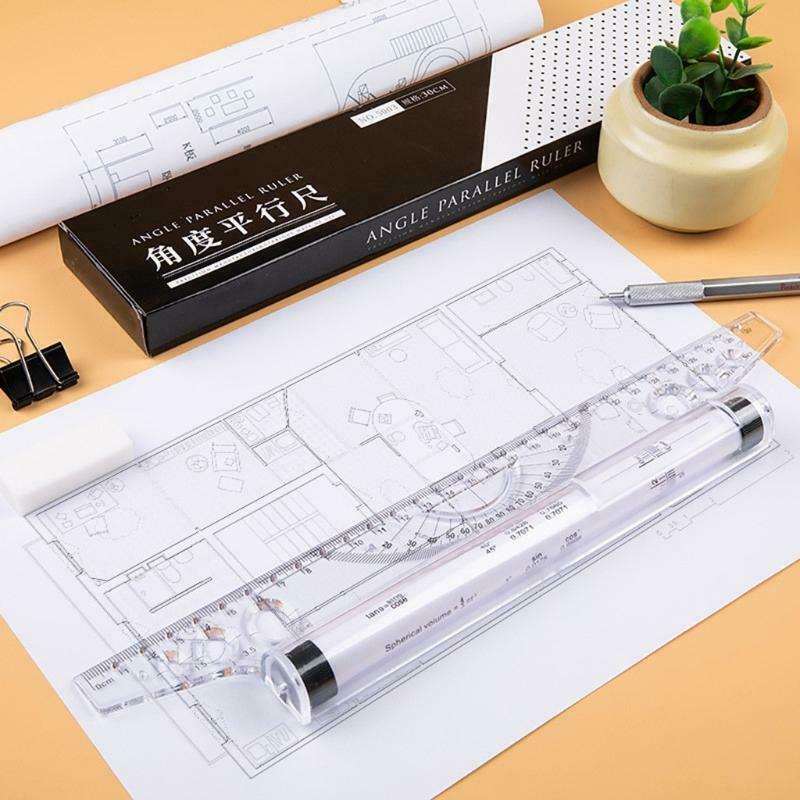 Multi-purpose Parallel Ruler with Protractor 12'' Mathematics Parallel Ruler