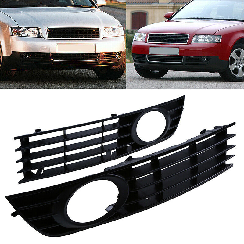 2x Black Front Bumper Fog Light Grilles For Audi A4 Sedan 2002-2004 03 8H0807681