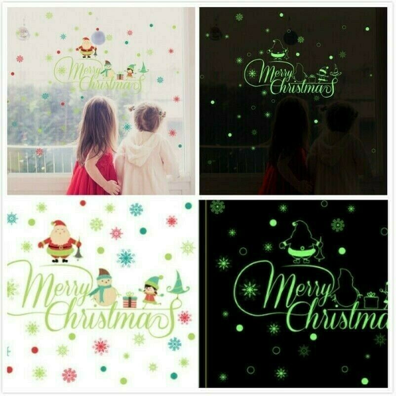 Luminous Christmas Glass Stickers Self-adhesive Window Stickers Home Decor NR9