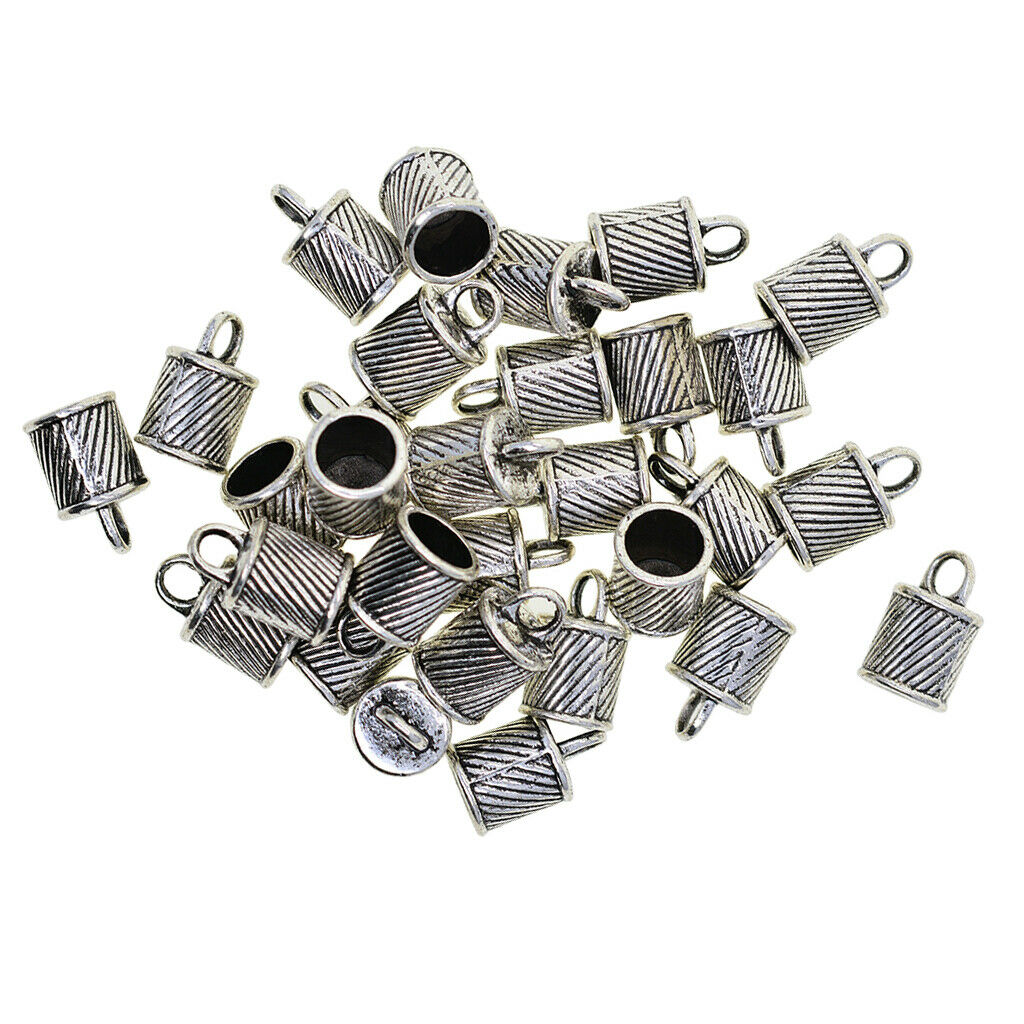 30Pcs 8mm Bell Shape End Caps Metal Caps End Parts For Kumihimo Ribbons Cords