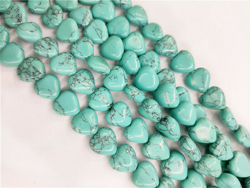 1 Strand 10x10x5mm Green Turquoise Love Heart Spacer Loose Beads 15.5inch HH51