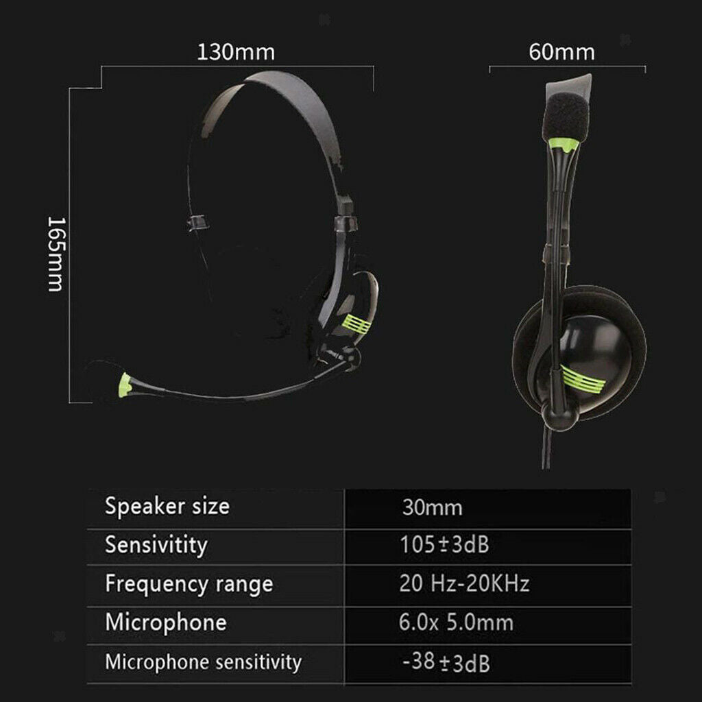 USB Headset Wired with Microphone MIC Computer Headphones for Call PC Laptop