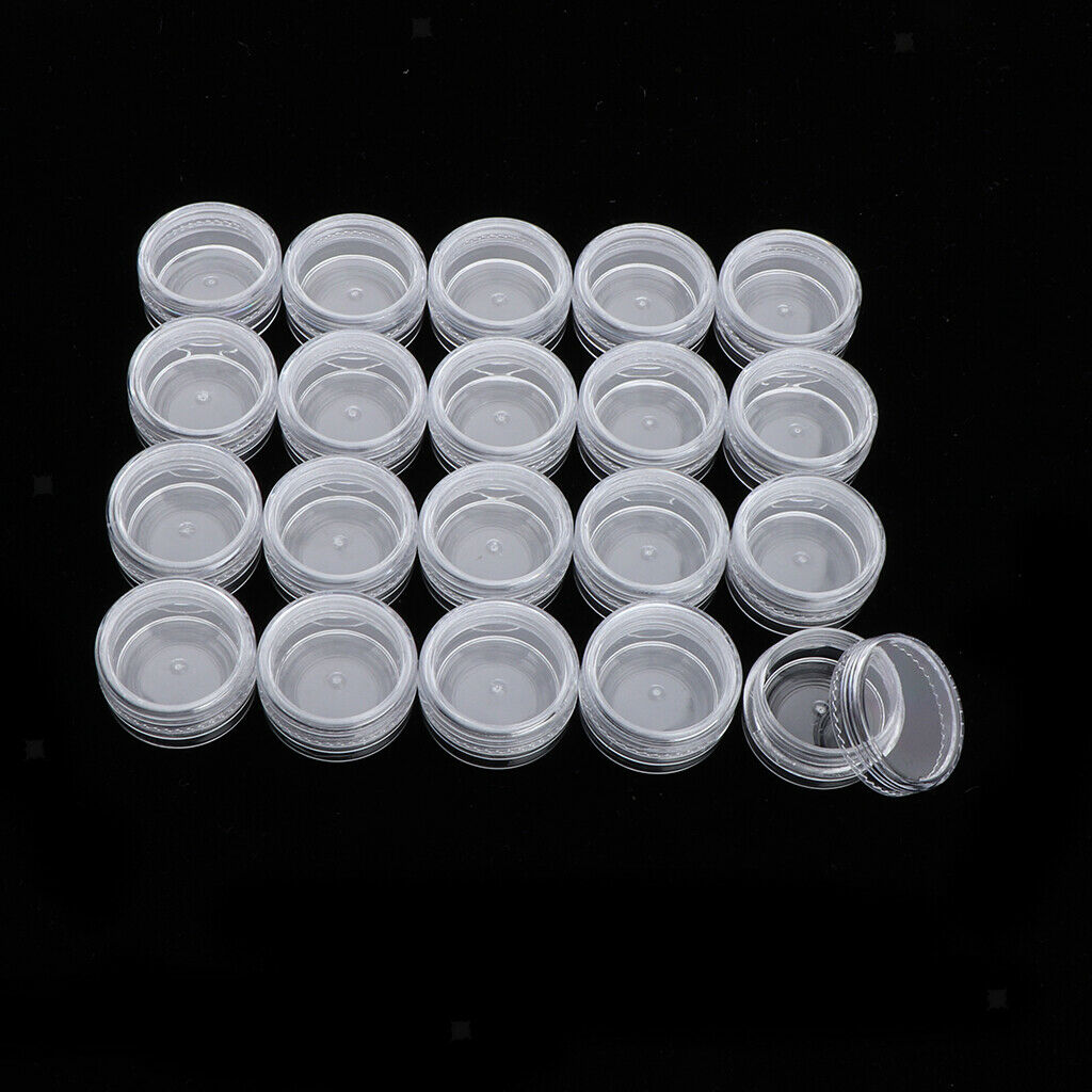 20 Pieces 3 Gram Empty Plastic Cosmetic Containers, Clear Round Sample Pot Jar