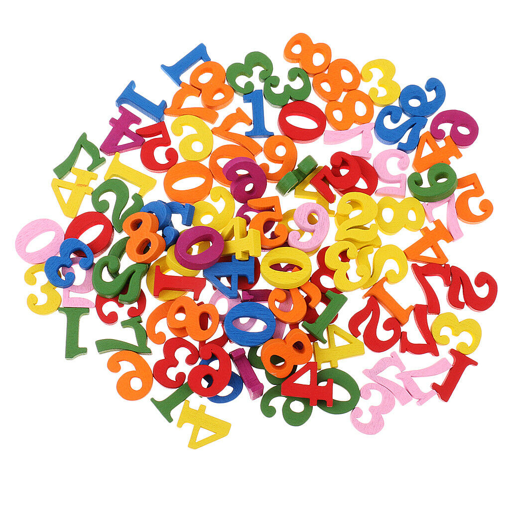 100 Pieces of Wooden Numbers for Kids Math Learning Early Educational Toys