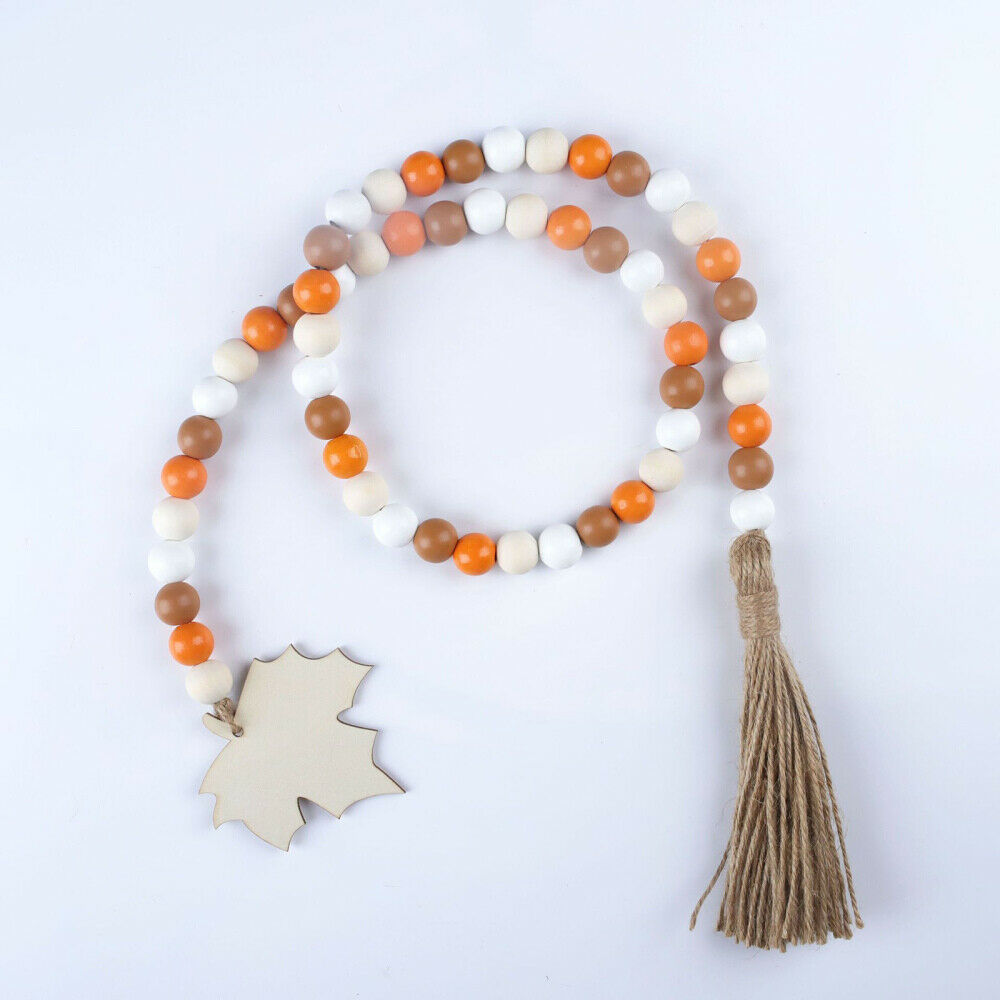 2pcs Wood Bead Garland with Tassels Farmhouse Beads Rustic Country Home Decor