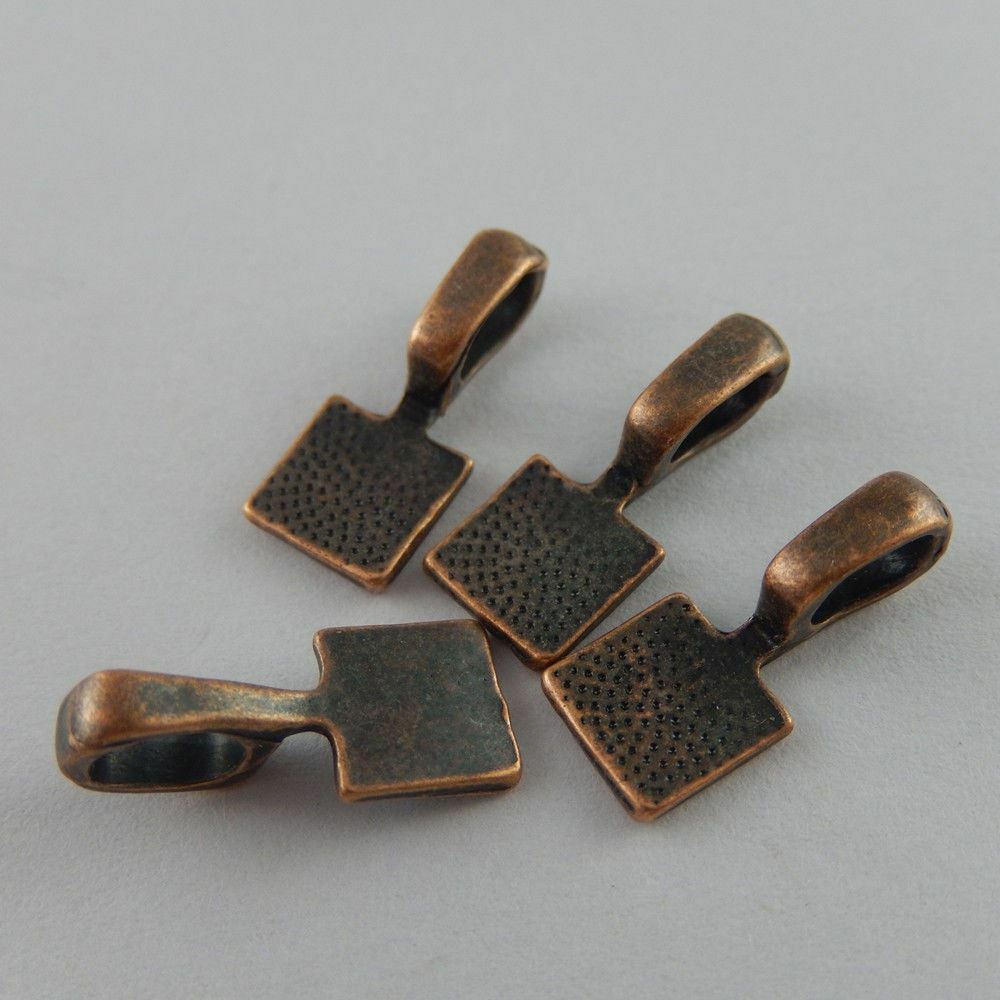 Antiqued Copper Tone Alloy Charm Glue On Bail Jewelry Findings 15*7mm 50pcs