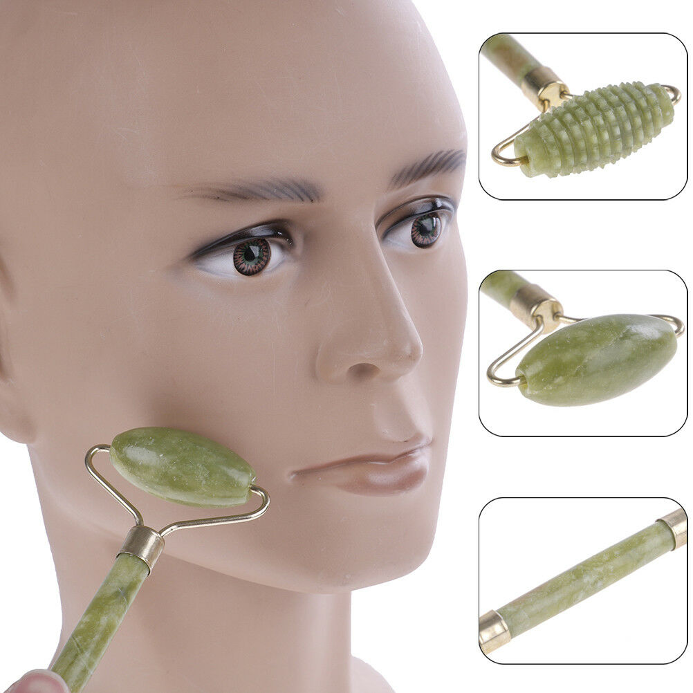 Natural jade stone face massager rollers spa head neck body facial tools .l8