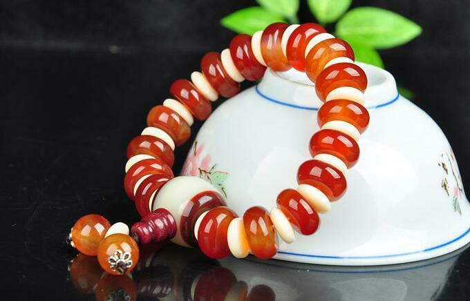 Fashion hand-knitted natural agate chalcedony beads elastic bracelets bracelets